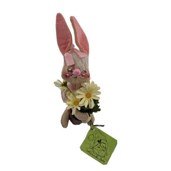 Annalee Easter Bunny Rabbit with Daisies Dress About 12" Tall Tags 1981 EUC - Picture 2 of 9